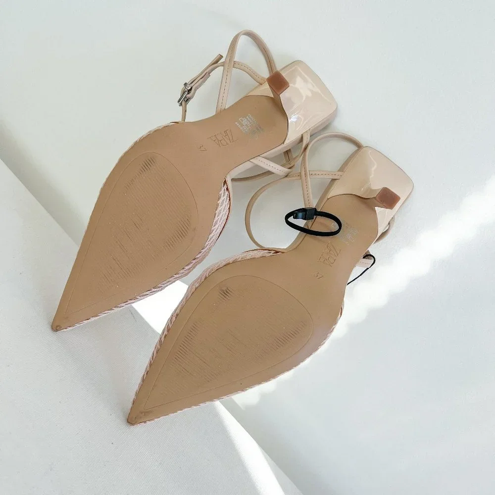 Zara Blush Pink Pointed Mesh Heels - Picture 5 of 6